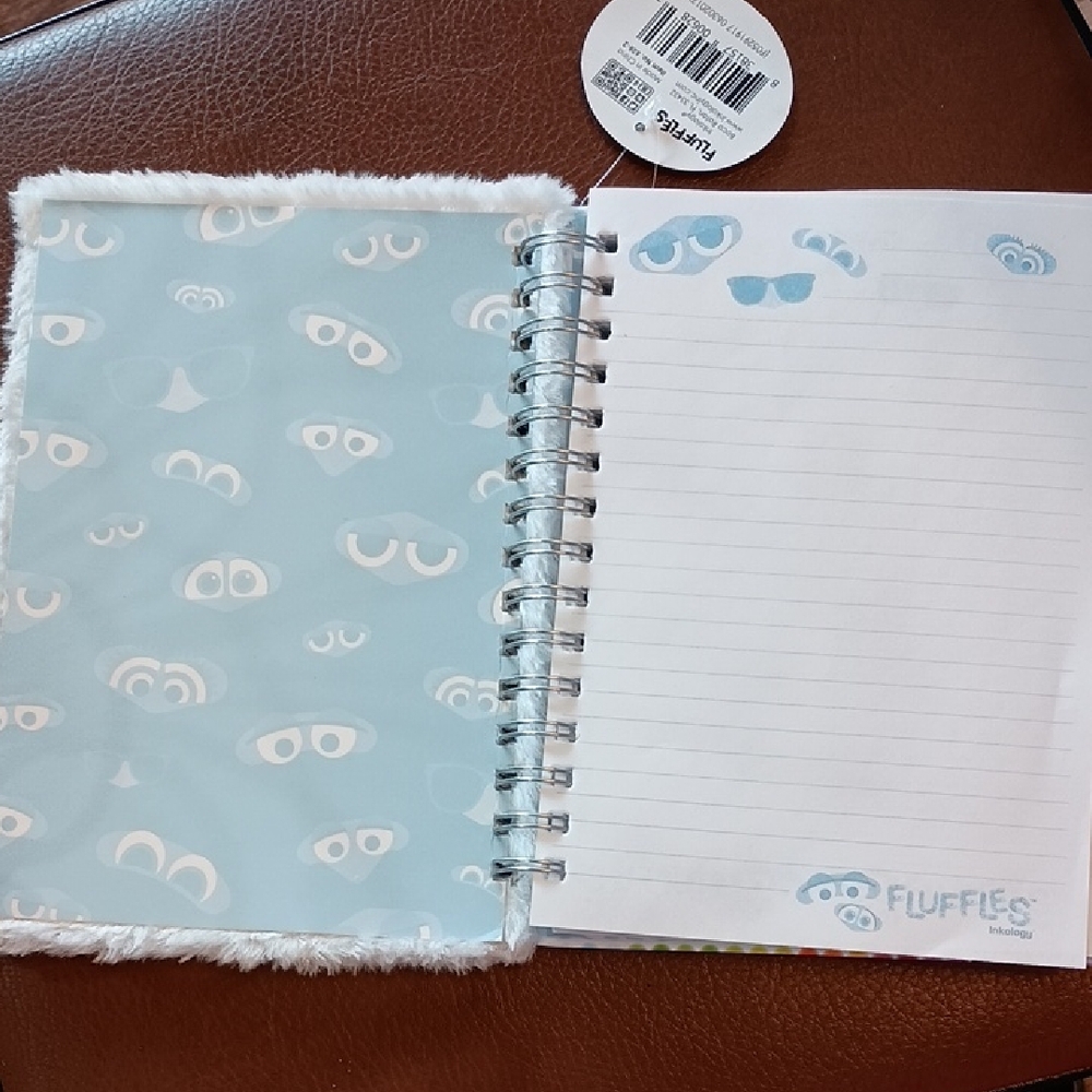 fluff White Plush Spiral Notebook with Emoji Face - Picture 6 of 9
